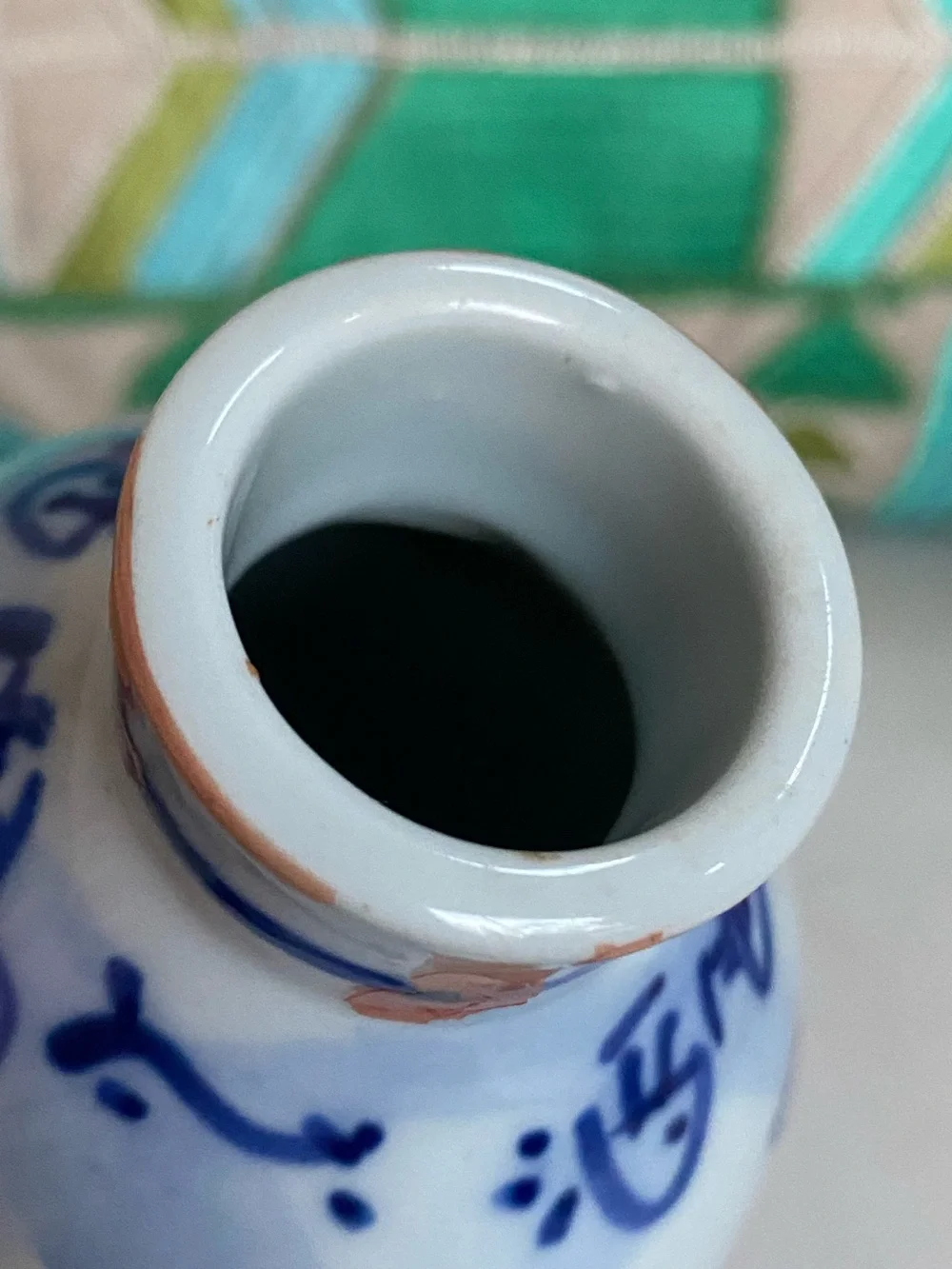 VTG Japanese Flow Blue White Wine Bottle Vase Hand painted 7”